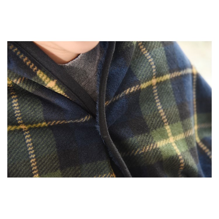 Soft Polar Fleece Flannel Blanket Warm Sofa Blanket for Home Office, Size: 135 x 80cm - Blue and Green Grid Pattern-4