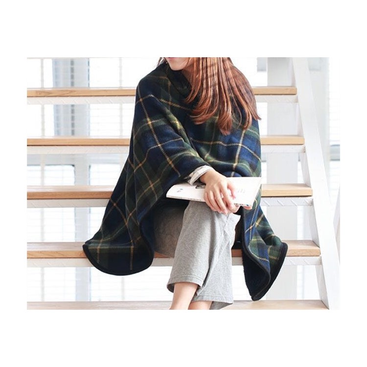 Soft Polar Fleece Flannel Blanket Warm Sofa Blanket for Home Office, Size: 135 x 80cm - Blue and Green Grid Pattern-6