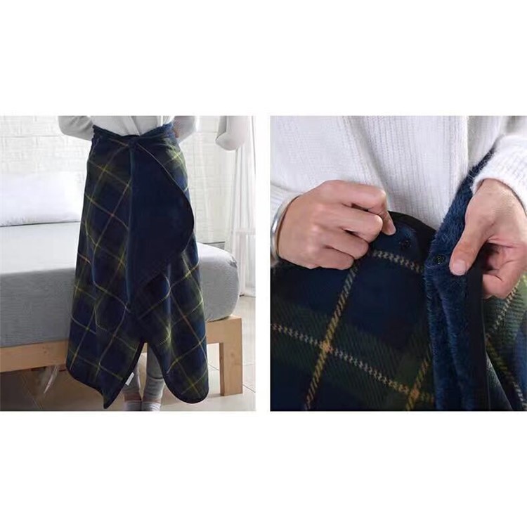 Soft Polar Fleece Flannel Blanket Warm Sofa Blanket for Home Office, Size: 135 x 80cm - Blue and Green Grid Pattern-7