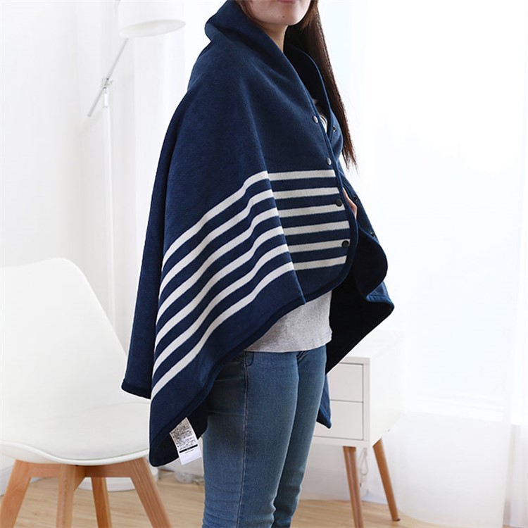 Home Office Sofa Warm Blanket Soft Flannel Polar Fleece Blanket, Size: 135 x 80cm - Dark Blue Stripe Pattern-1
