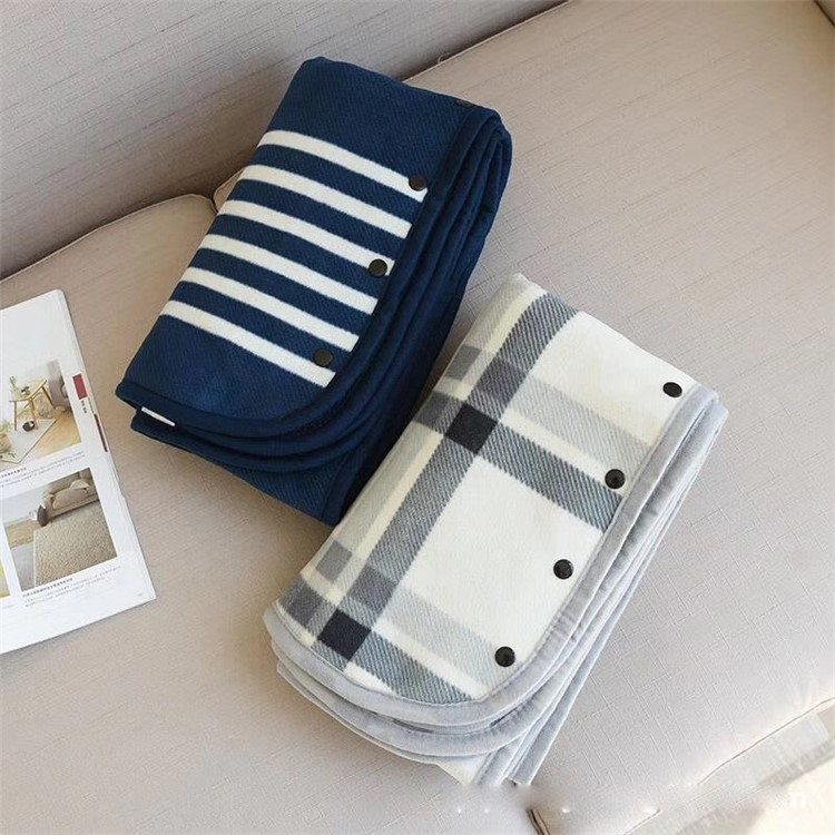 Home Office Sofa Warm Blanket Soft Flannel Polar Fleece Blanket, Size: 135 x 80cm - Dark Blue Stripe Pattern-2