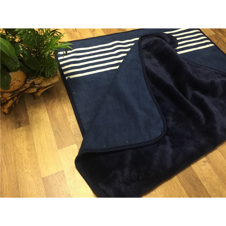 Home Office Sofa Warm Blanket Soft Flannel Polar Fleece Blanket, Size: 135 x 80cm - Dark Blue Stripe Pattern-3