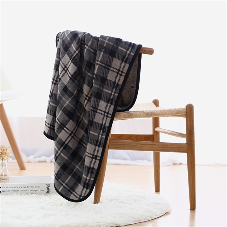Super Soft Flannel Polar Fleece Blanket Sofa Bed Warm Throw Blanket, Size: 140 x 190cm - Grey and White Grid Pattern-1
