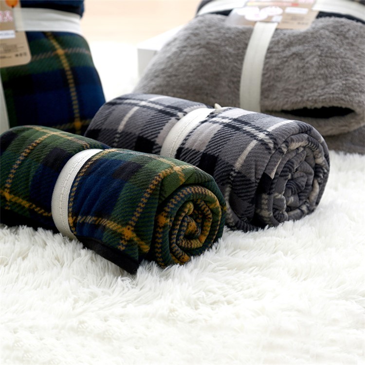 Super Soft Flannel Polar Fleece Blanket Sofa Bed Warm Throw Blanket, Size: 140 x 190cm - Grey and White Grid Pattern-11