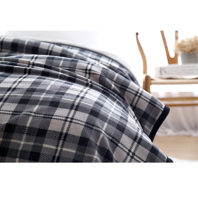 Super Soft Flannel Polar Fleece Blanket Sofa Bed Warm Throw Blanket, Size: 140 x 190cm - Grey and White Grid Pattern-12