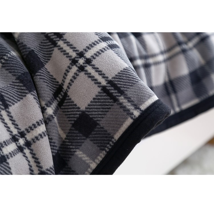 Super Soft Flannel Polar Fleece Blanket Sofa Bed Warm Throw Blanket, Size: 140 x 190cm - Grey and White Grid Pattern-13