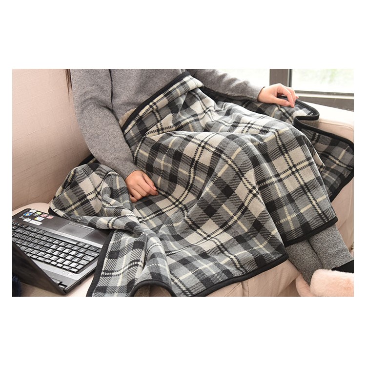 Super Soft Flannel Polar Fleece Blanket Sofa Bed Warm Throw Blanket, Size: 140 x 190cm - Grey and White Grid Pattern-4
