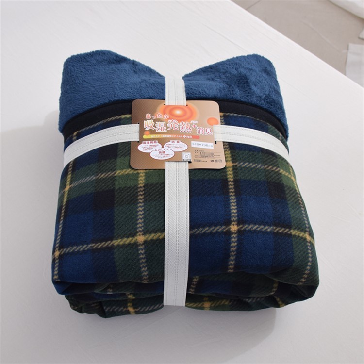 Super Soft Flannel Polar Fleece Blanket Warm Home Office Blanket, Size: 140 x 190cm - Green and Blue Grid Pattern-3