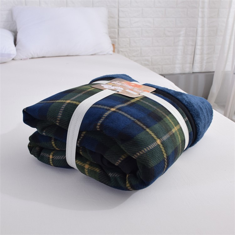 Super Soft Flannel Polar Fleece Blanket Warm Home Office Blanket, Size: 140 x 190cm - Green and Blue Grid Pattern-6