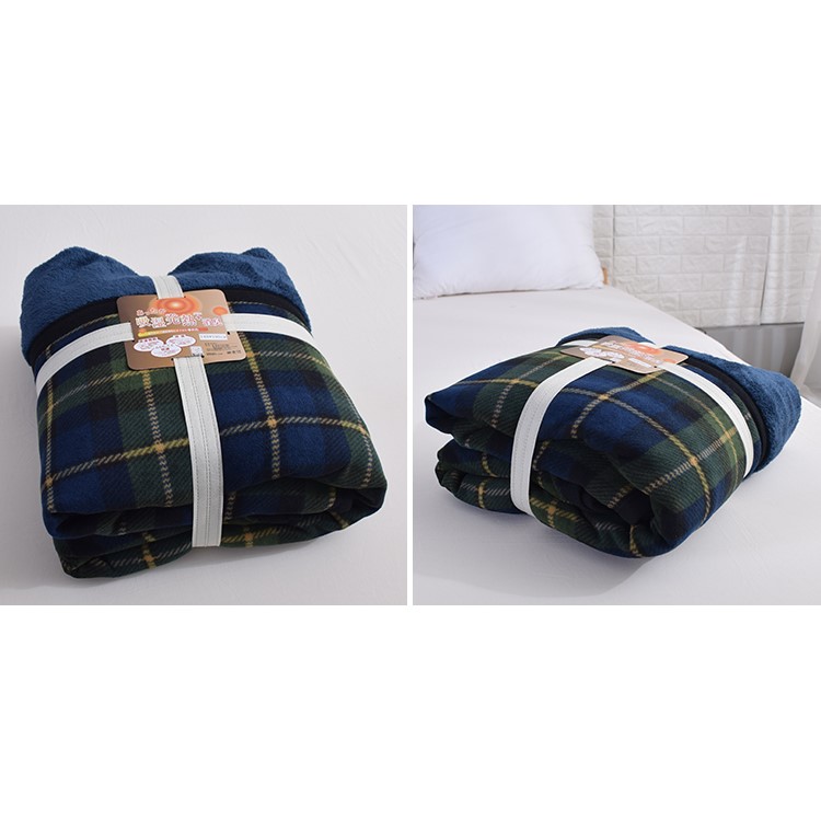 Super Soft Flannel Polar Fleece Blanket Warm Home Office Blanket, Size: 140 x 190cm - Green and Blue Grid Pattern-7