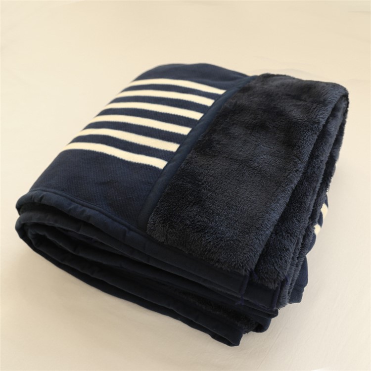 Super Soft Flannel Polar Fleece Warmth Blanket for Home Office , Size: 140 x 190cm - Dark Blue Stripes Pattern-1