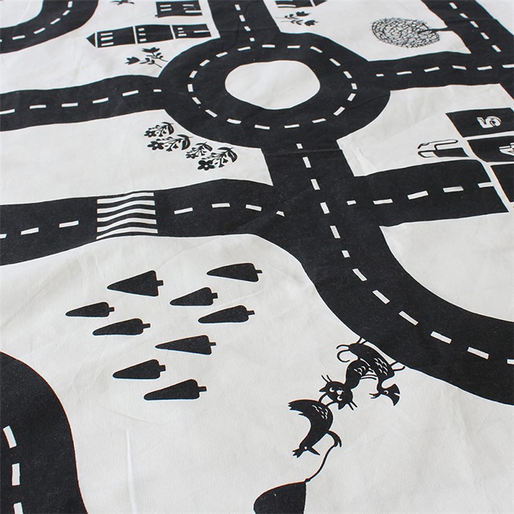 Kids Roadmap Play Round Mat Cotton Canvas Toy Organizer Storage Bag, Size: 140cm-14