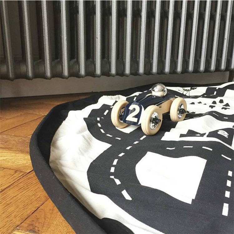 Kids Roadmap Play Round Mat Cotton Canvas Toy Organizer Storage Bag, Size: 140cm-16