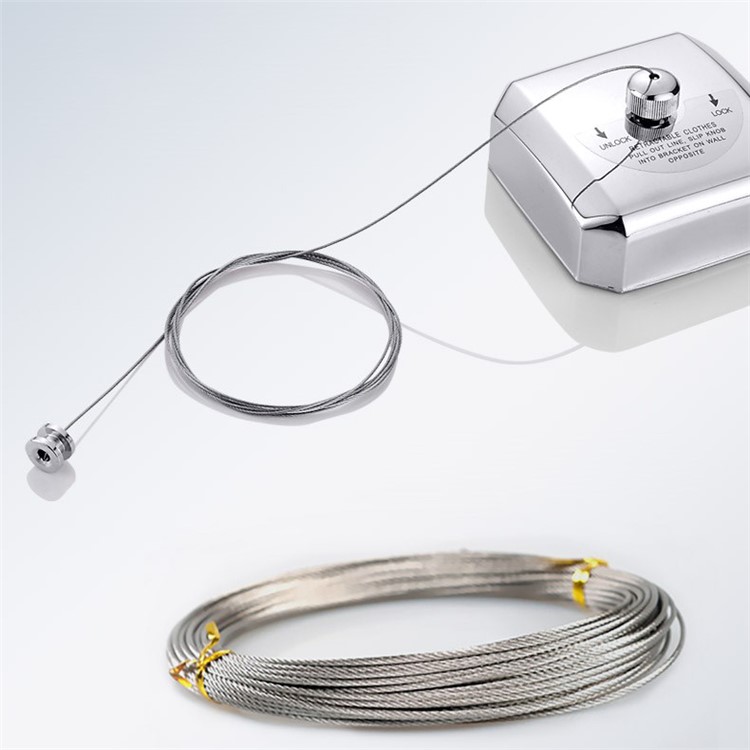 4m Retractable 304 Stainless Steel Clothesline Clothes Dryer for Hotel Balcony Bathroom etc-7