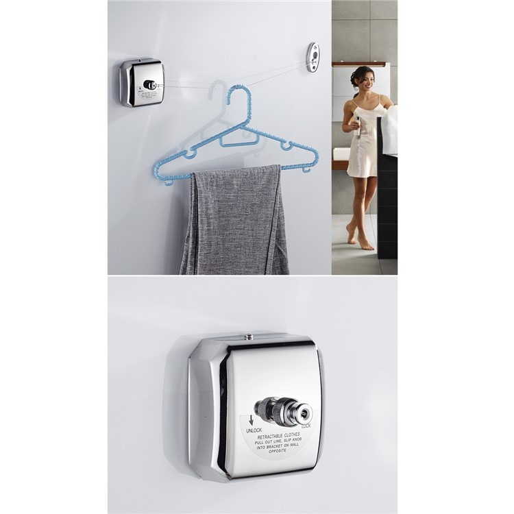 4m Retractable 304 Stainless Steel Clothesline Clothes Dryer for Hotel Balcony Bathroom etc-8