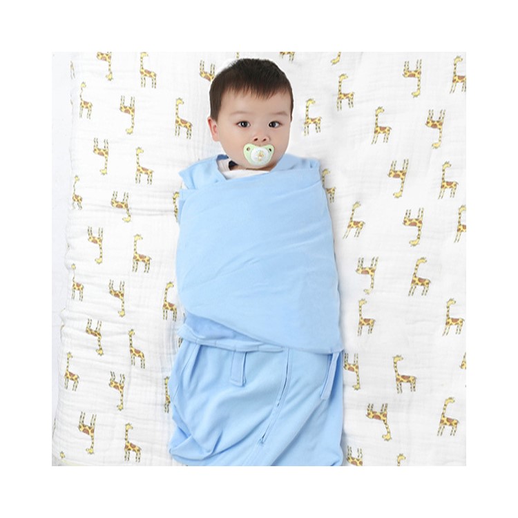 Newborn Baby Swaddling Blanket Soft Cotton Wrap Sleeping Swaddle Blanket - Blue / Size: S-5