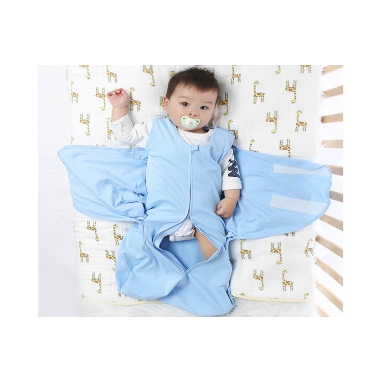 Baby Swaddling Blanket Soft Cotton Wrap Sleeping Swaddle Blanket - Blue / Size: M-2