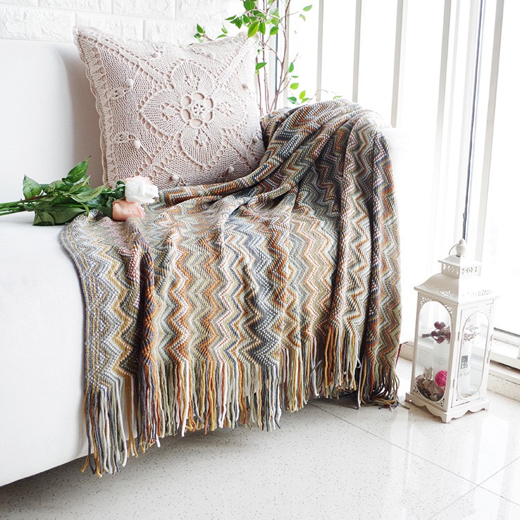 Bohemia Style Chair Slipcover Cotton Sofa Thread Blanket, Size: 130 x 160cm - Beige-1