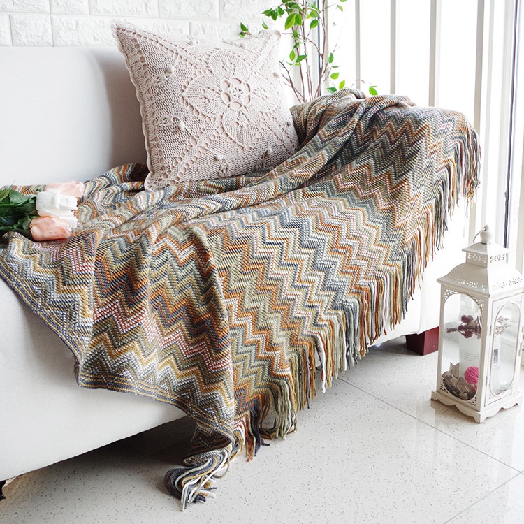 Bohemia Style Chair Slipcover Cotton Sofa Thread Blanket, Size: 130 x 160cm - Beige-4