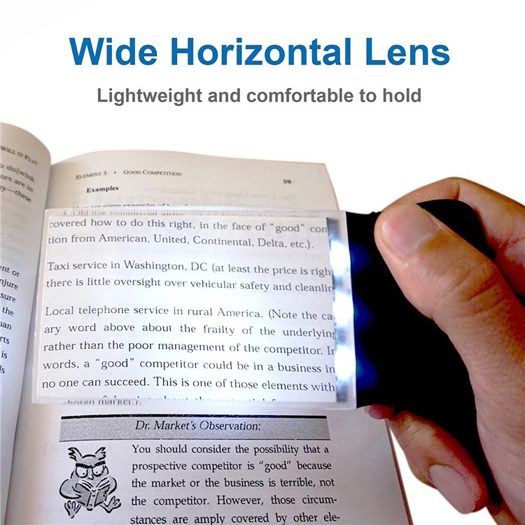 Large Rectangular 2X Handheld Magnifying Glass LED Light Magnifier Lens-4