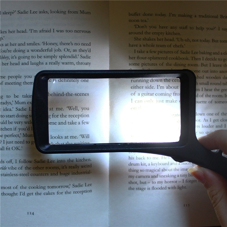 Handheld Rectangle Magnifying Glass 2X and 6X Lens Magnifying Glass with LED Light-3