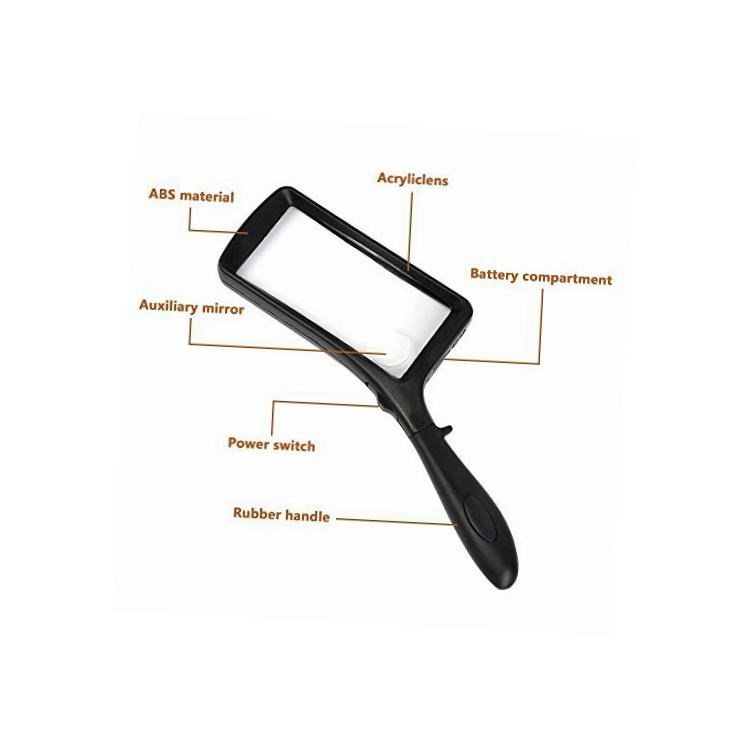 Handheld Rectangle Magnifying Glass 2X and 6X Lens Magnifying Glass with LED Light-6