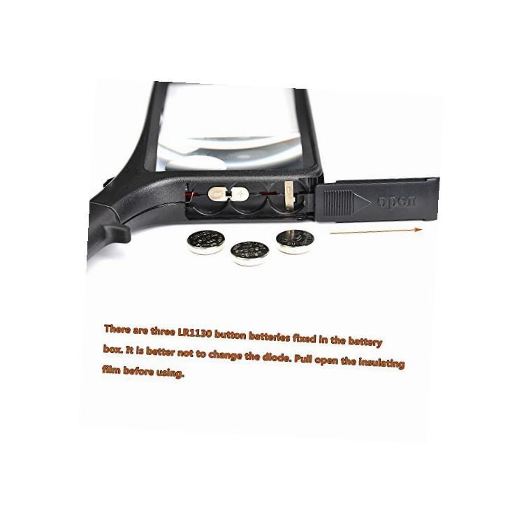 Handheld Rectangle Magnifying Glass 2X and 6X Lens Magnifying Glass with LED Light-7
