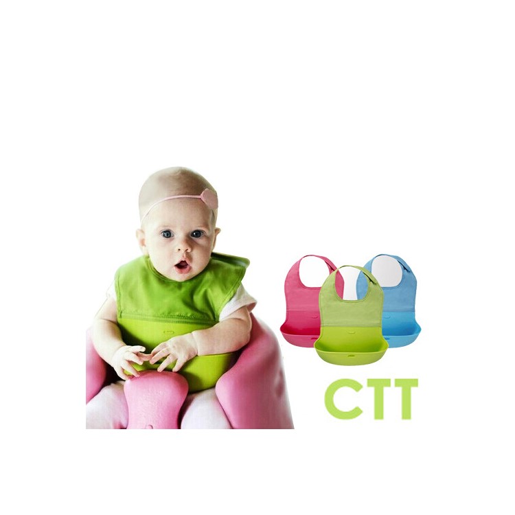 Silicone Baby Toddler Feeding Bid Waterproof Soft Baby Bid with Velcro Closure - Green-2