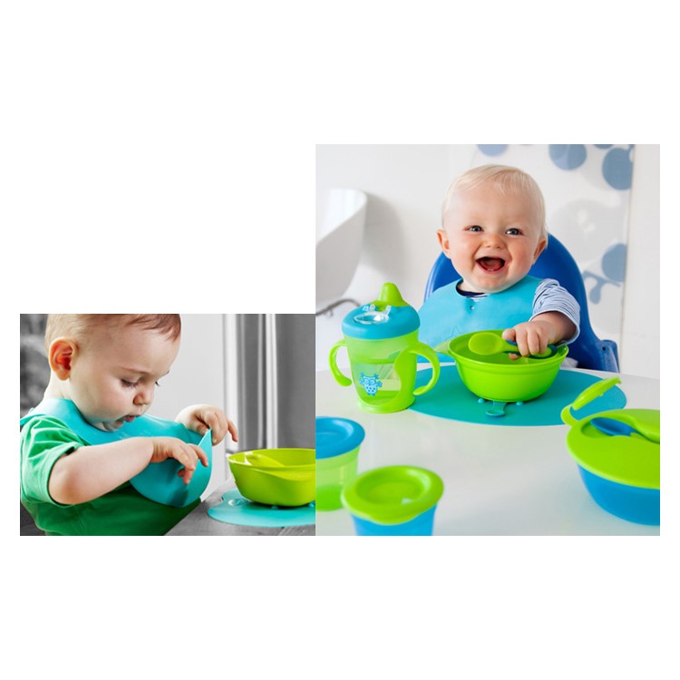 Silicone Baby Toddler Feeding Bid Waterproof Soft Baby Bid with Velcro Closure - Green-4