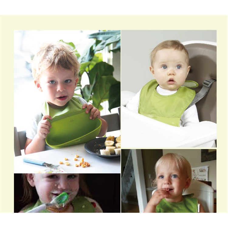 Silicone Baby Toddler Feeding Bid Waterproof Soft Baby Bid with Velcro Closure - Green-5
