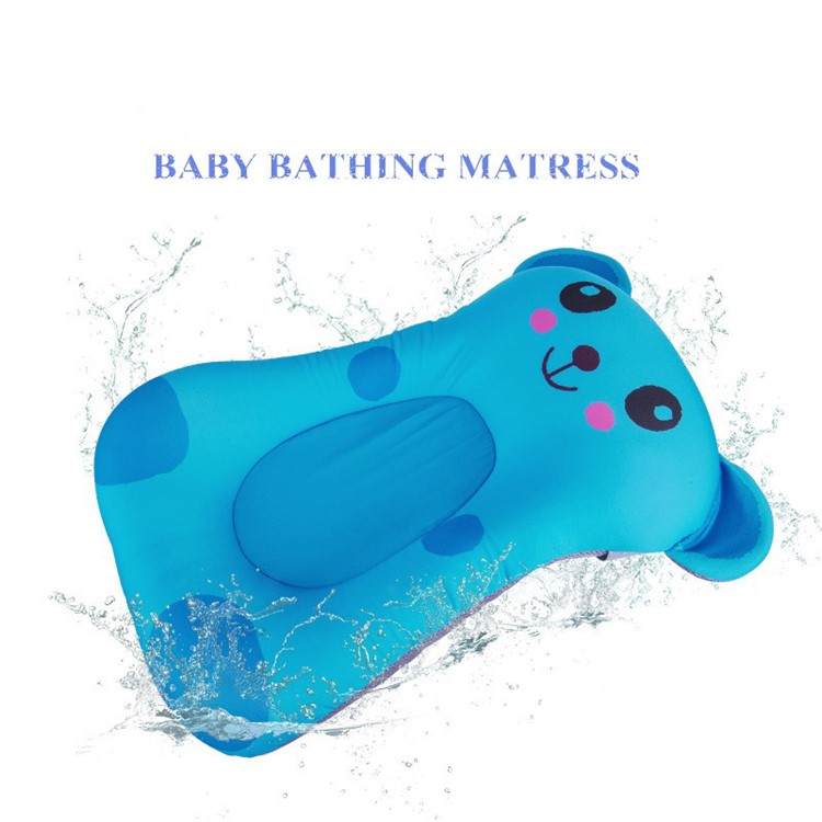 Cartoon Soft Baby Bath Pillow Pad Infant Lounger Bathtub Cushion with 3 Fixed Belts for Toddlers Infant - Dark Blue-3