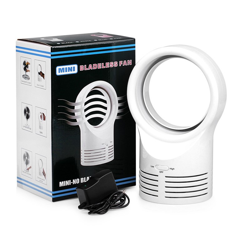 Portable Mini Bladeless Fan Electric Safe Table Fan for Work Study Sleep - US Plug-5