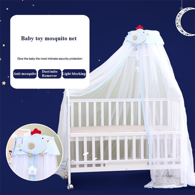 50D High Density Height Adjustable Baby Infant Bed Mosquito Net with Cute Toy Decor-2