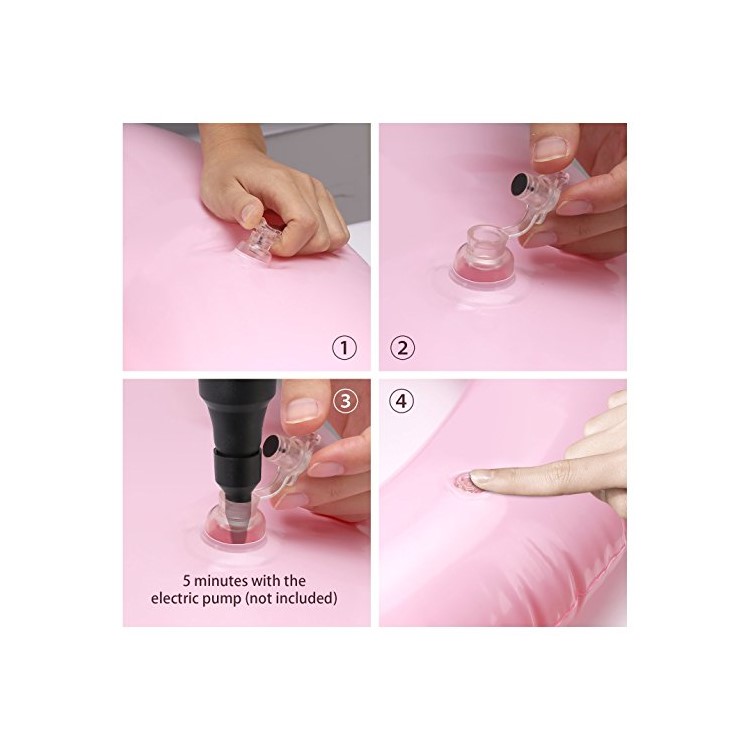 Heart Shaped Inflatable PVC Swim Ring Swimming Pool Float Lounger Tube - Pink-10