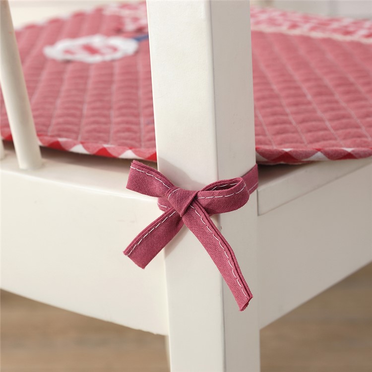 2Pcs/Set Lovely Flower Chair Seat Pads Thin Pure Cotton Chair Mats Non-slip Decorative Chair Pads - Red-2