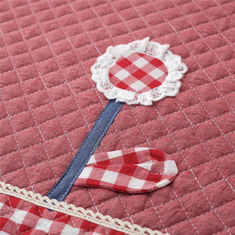 2Pcs/Set Lovely Flower Chair Seat Pads Thin Pure Cotton Chair Mats Non-slip Decorative Chair Pads - Red-3