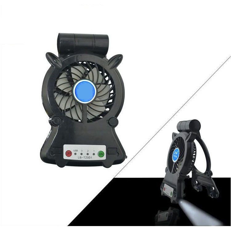 Mini Rechargeable Desktop Cooling Fan Charging Power Bank with Phone Holder - Black-2
