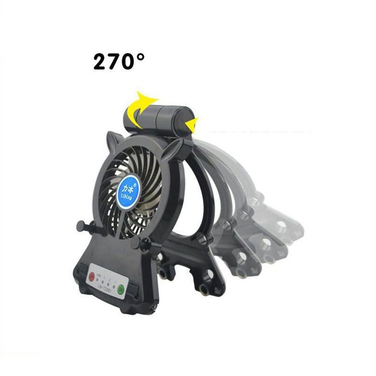 Mini Rechargeable Desktop Cooling Fan Charging Power Bank with Phone Holder - Black-3