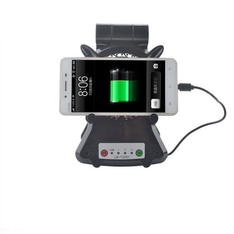 Mini Rechargeable Desktop Cooling Fan Charging Power Bank with Phone Holder - Black-5