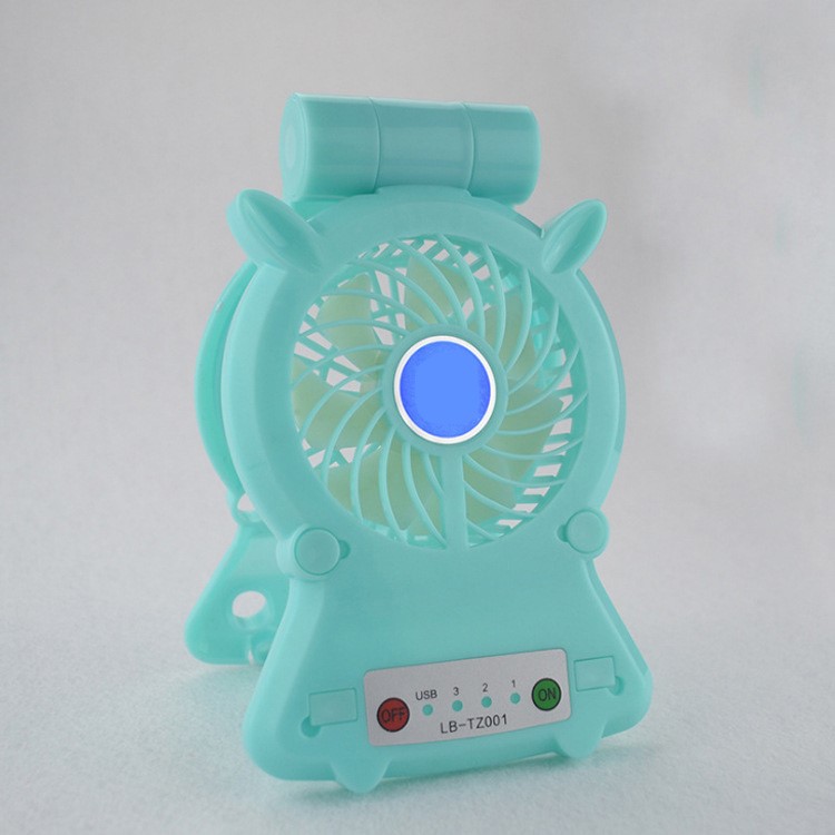 Mini USB Rechargeable Desktop Cooling Fan Charging Power Bank with Phone Holder - Cyan-1
