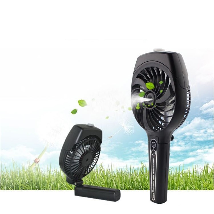Folding Handheld Mini USB Rechargeable Spray Misting Fan with 3 Speeds - Black-1