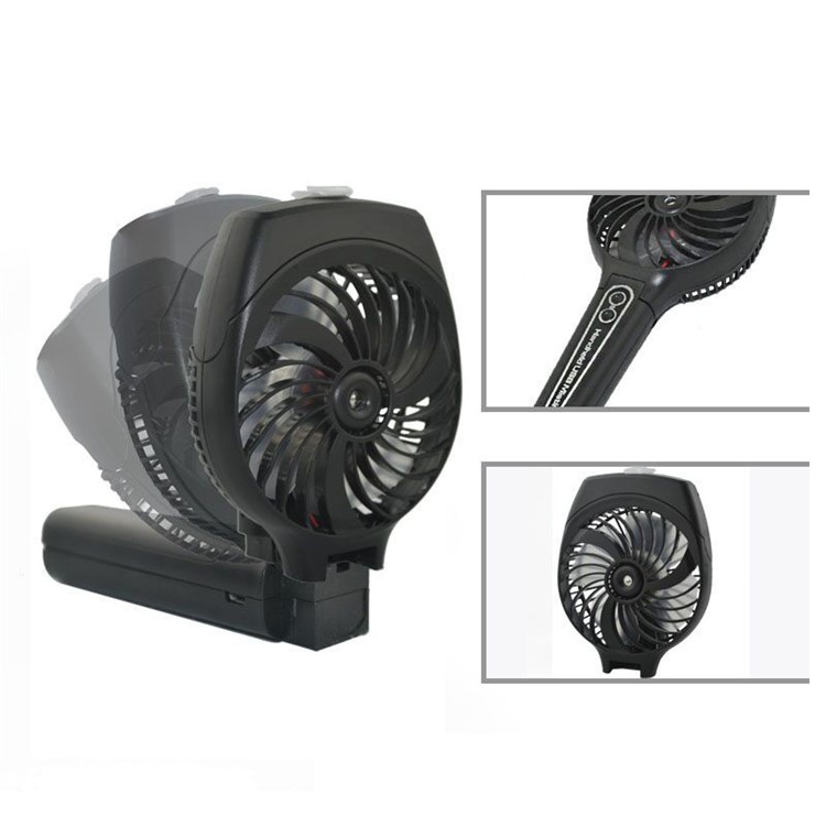 Folding Handheld Mini USB Rechargeable Spray Misting Fan with 3 Speeds - Black-3