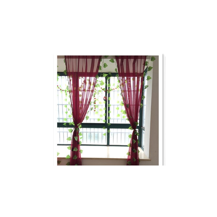 Perforated Curtain Panel Decorative Window Gauze Fabric for Living Room, 1 x 2.8m - Wine Red-2