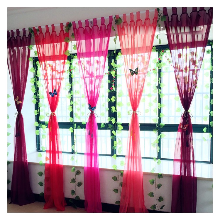 Perforated Curtain Panel Decorative Window Gauze Fabric for Living Room, 1 x 2.8m - Wine Red-3