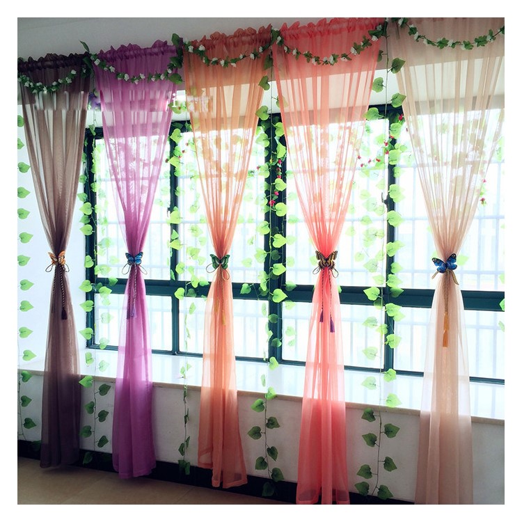 Perforated Curtain Panel Decorative Window Gauze Fabric for Living Room, 1 x 2.8m - Wine Red-4