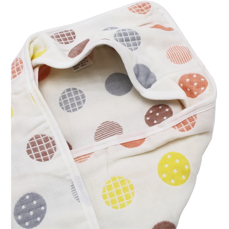 Soft Organic Cotton Baby Bath Hooded Towel Multi-Layer Swaddle for Infants and Toddlers - Polka Dot-4