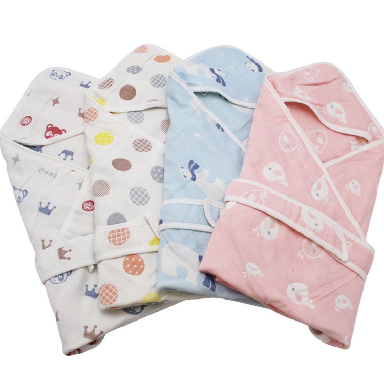 Dye-free Hooded Baby Swaddle Blanket Non-Toxic Cotton Baby Bath with Hoody - Bear and Crown-2