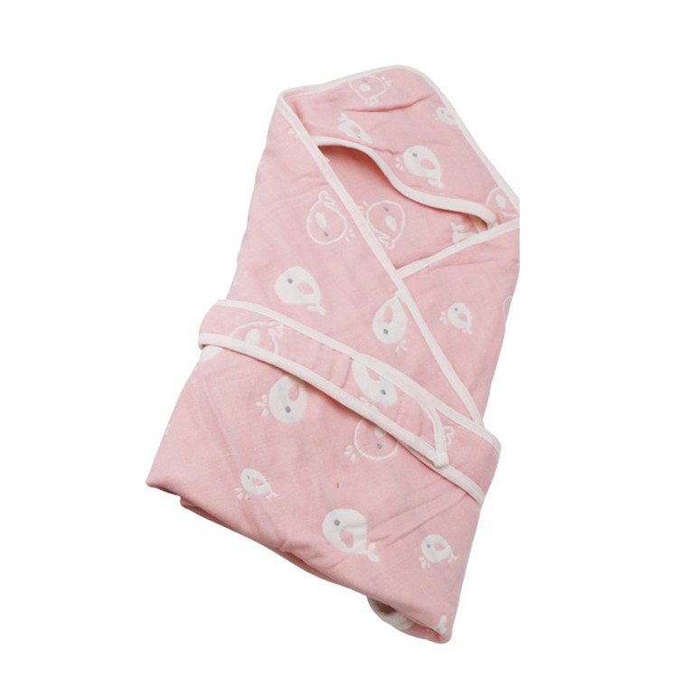 Cotton Hooded Baby Swaddle Blanket & Robe Perfect Baby Shower Gift for Beach Bath and Pool - Fish Pattern-1