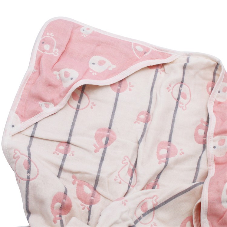 Cotton Hooded Baby Swaddle Blanket & Robe Perfect Baby Shower Gift for Beach Bath and Pool - Fish Pattern-2