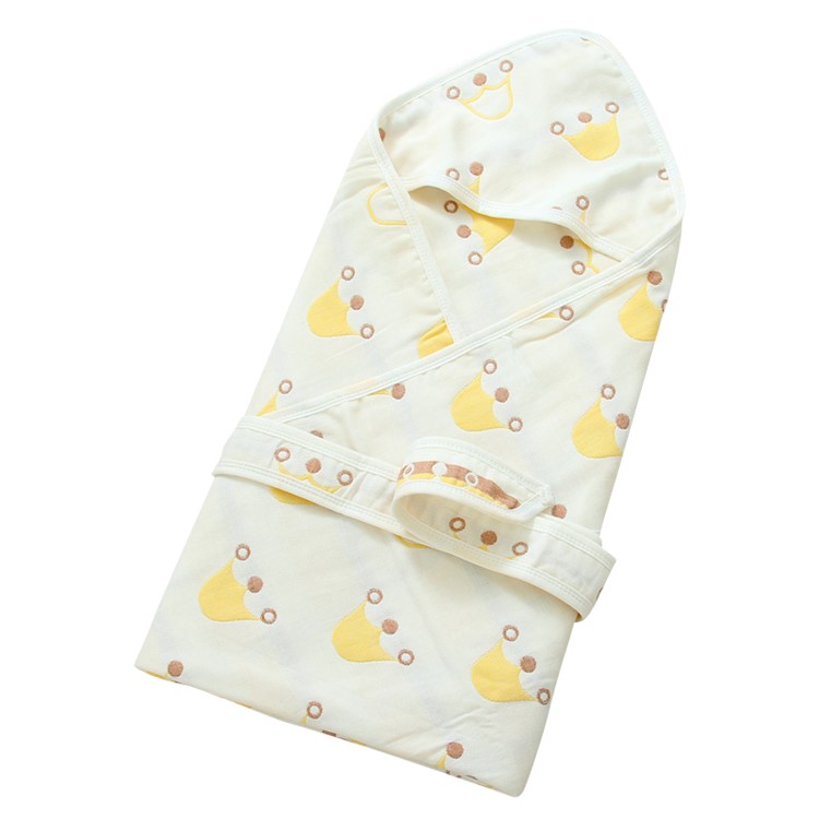 Organic Cotton Soft Baby Bath Hooded Towel Multi-Layer Swaddle for Infants and Toddlers - Crown-1